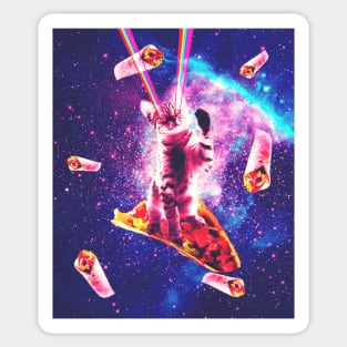 Outer Space Taco Cat - Rainbow Laser Eyes, Burrito Sticker